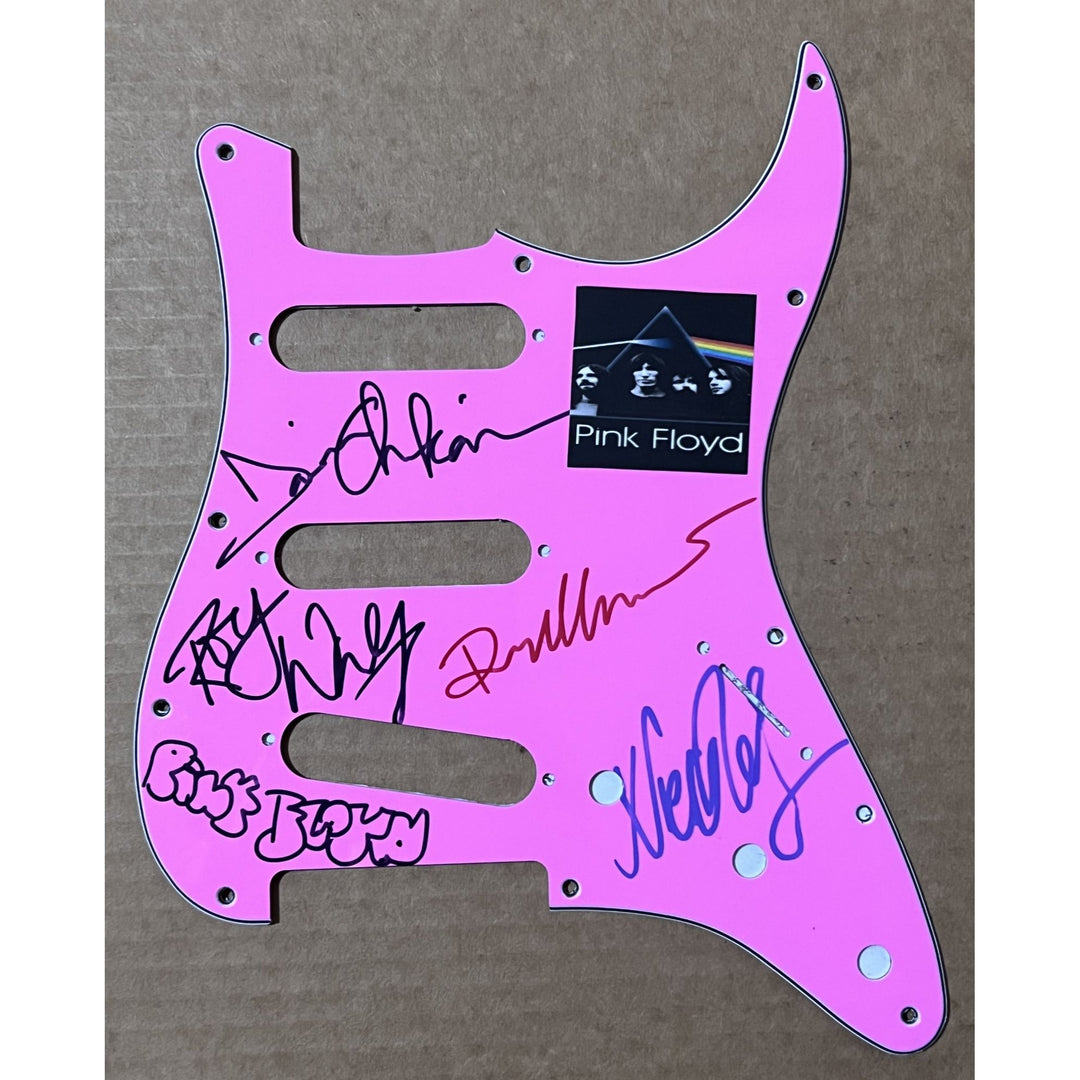 Roger Waters David Gilmour Nick Mason Rick Wright Pink Floyd stratocaster electric guitar pickguard signed with proof