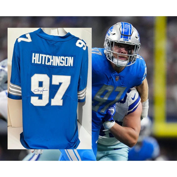 Aidan Hutchinson Detroit Lions Nike size XL game model jersey signed with proof