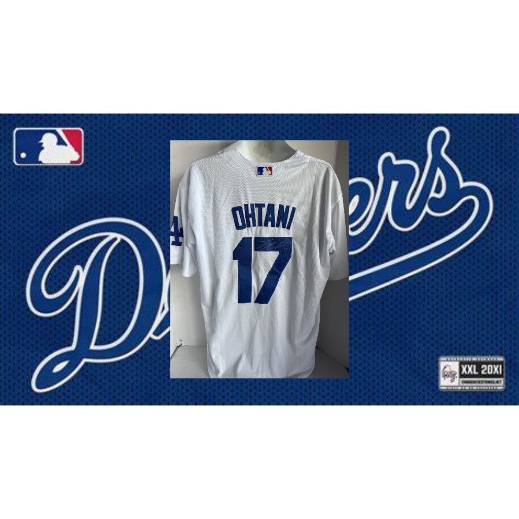 shohei ohtani Los Angeles Dodgers nike jersey signed with proof.