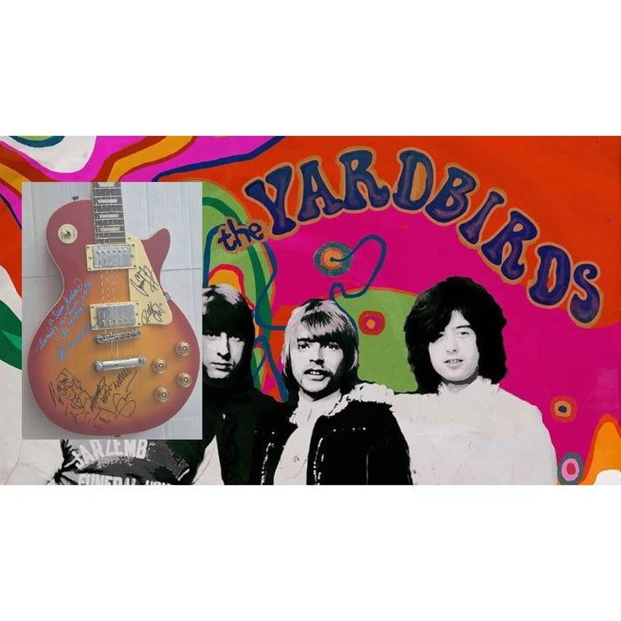 The  Yardbirds Jimmy Page Eric Clapton & Jeff Beck vintage cherry Les Paul Electric Guitar signed with proof.