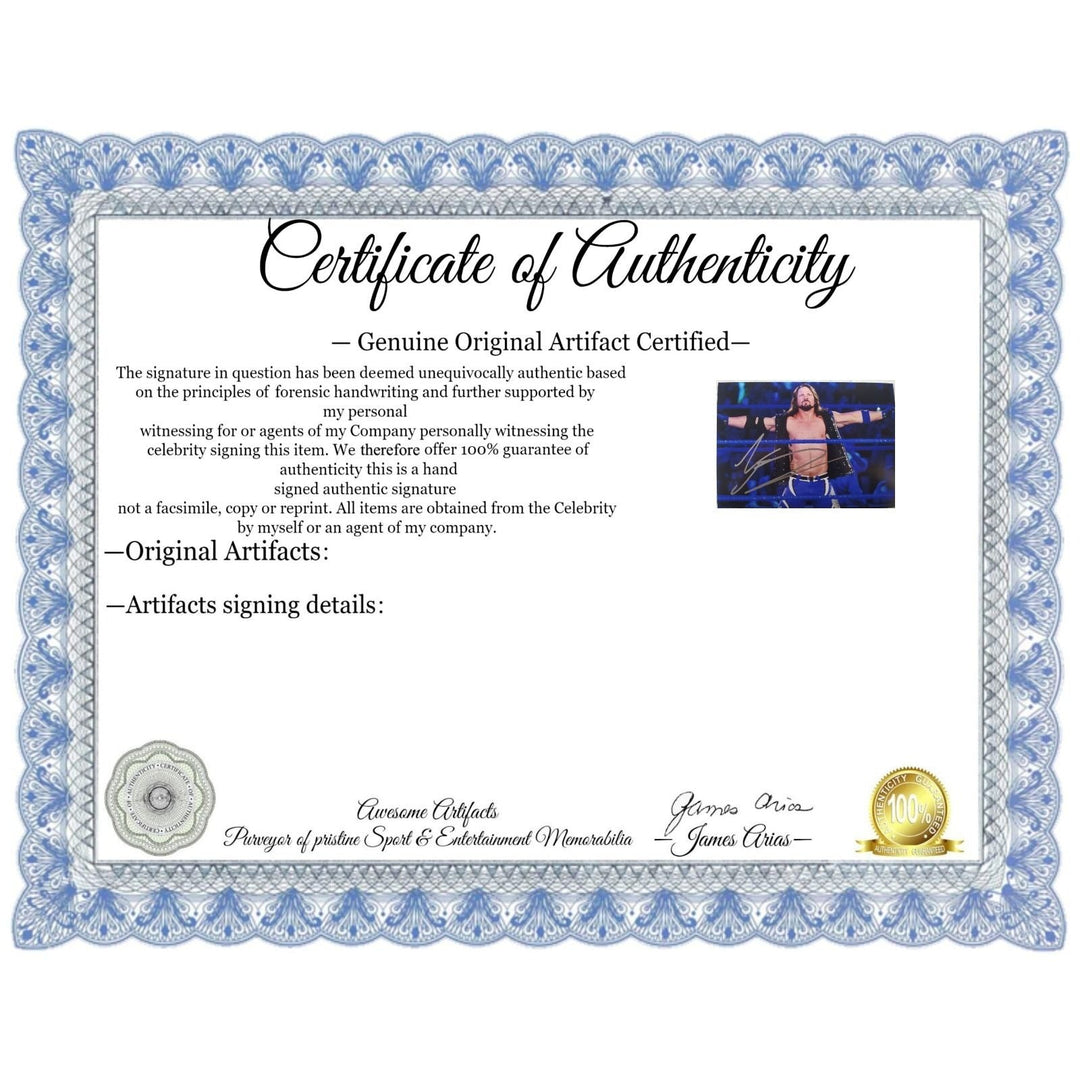 WWE Wrestling Legend "A.J. Styles" signed 5x7 photo with proof Awesome Artifacts