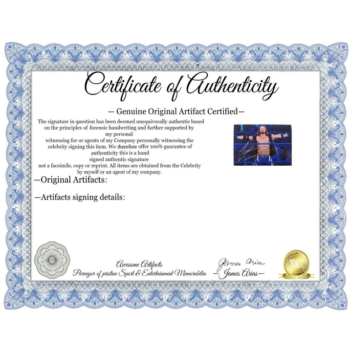 WWE Wrestling Legend "A.J. Styles" signed 5x7 photo with proof Awesome Artifacts