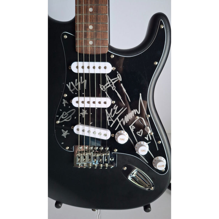 Ace Frehley legendary Kiss guitarist signed with scetch Fender Stratocaster Squier electric guitar signed with proof