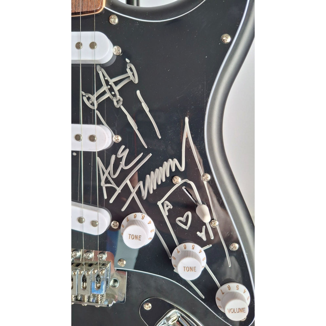 Ace Frehley legendary Kiss guitarist signed with scetch Fender Stratocaster Squier electric guitar signed with proof