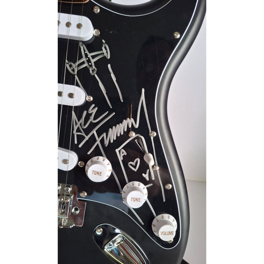 Ace Frehley legendary Kiss guitarist signed with scetch Fender Stratocaster Squier electric guitar signed with proof