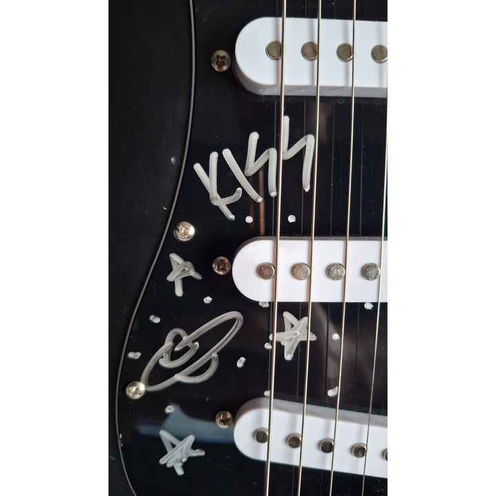 Ace Frehley legendary Kiss guitarist signed with scetch Fender Stratocaster Squier electric guitar signed with proof