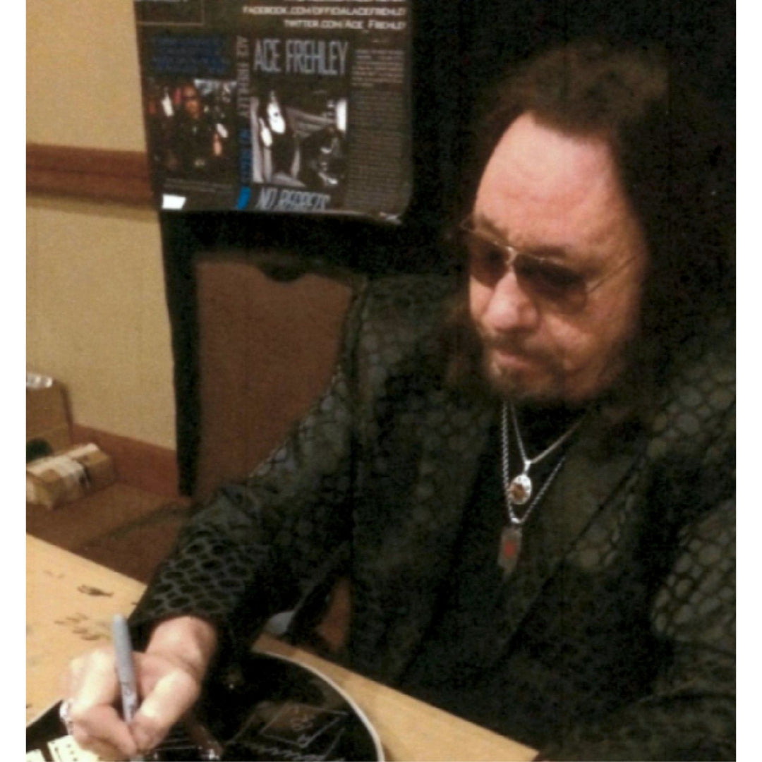 Ace Frehley legendary Kiss guitarist signed with scetch Fender Stratocaster Squier electric guitar signed with proof