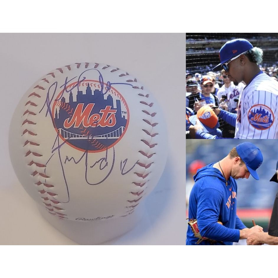 New York Mets Francisco Lindor and Pete Alonso Rawlings MLB baseball signed with proof