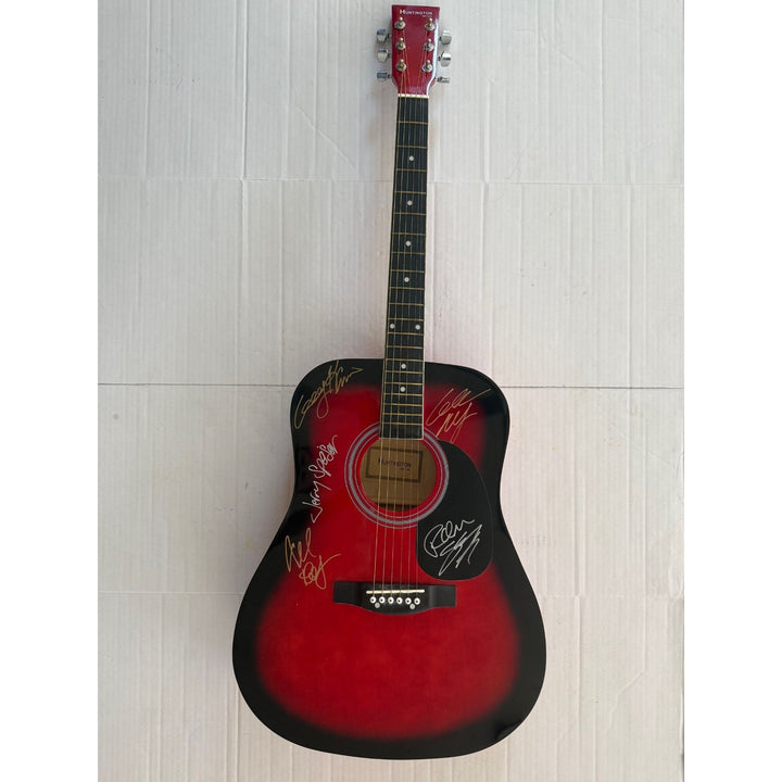 Men At Work, Colin Hay, Ron Strykert, Greg Ham, Jerry Speiser and John Rees full size acoustic guitar signed.