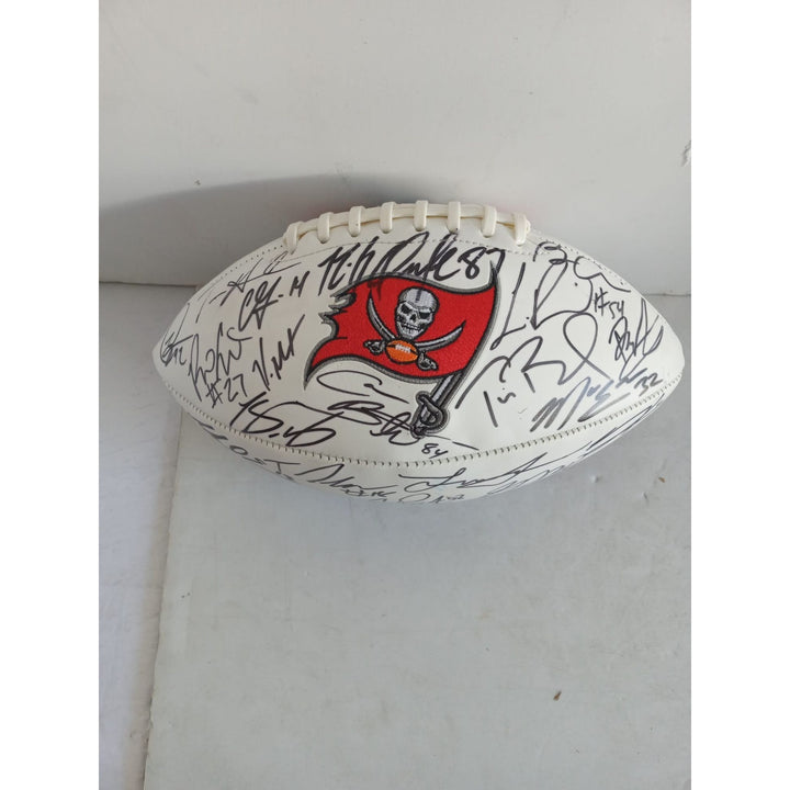 Tom Brady Rob Gronkowski Mike Evans Leonard Fournette Tampa Bay Buccaneers Super Bowl champions full size football team signed with proof