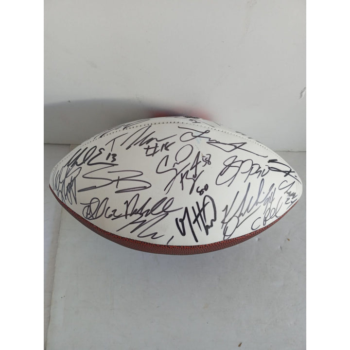 Tom Brady Rob Gronkowski Mike Evans Leonard Fournette Tampa Bay Buccaneers Super Bowl champions full size football team signed with proof