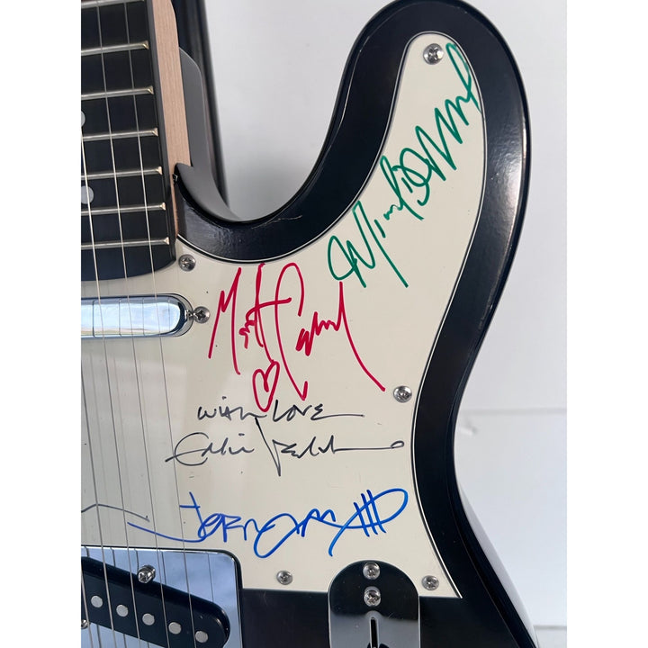Pearl Jam Eddie Vedder Jeff Ament Stone Gossard Mike McCready Matt Cameron full size electric guitar signed with proof.