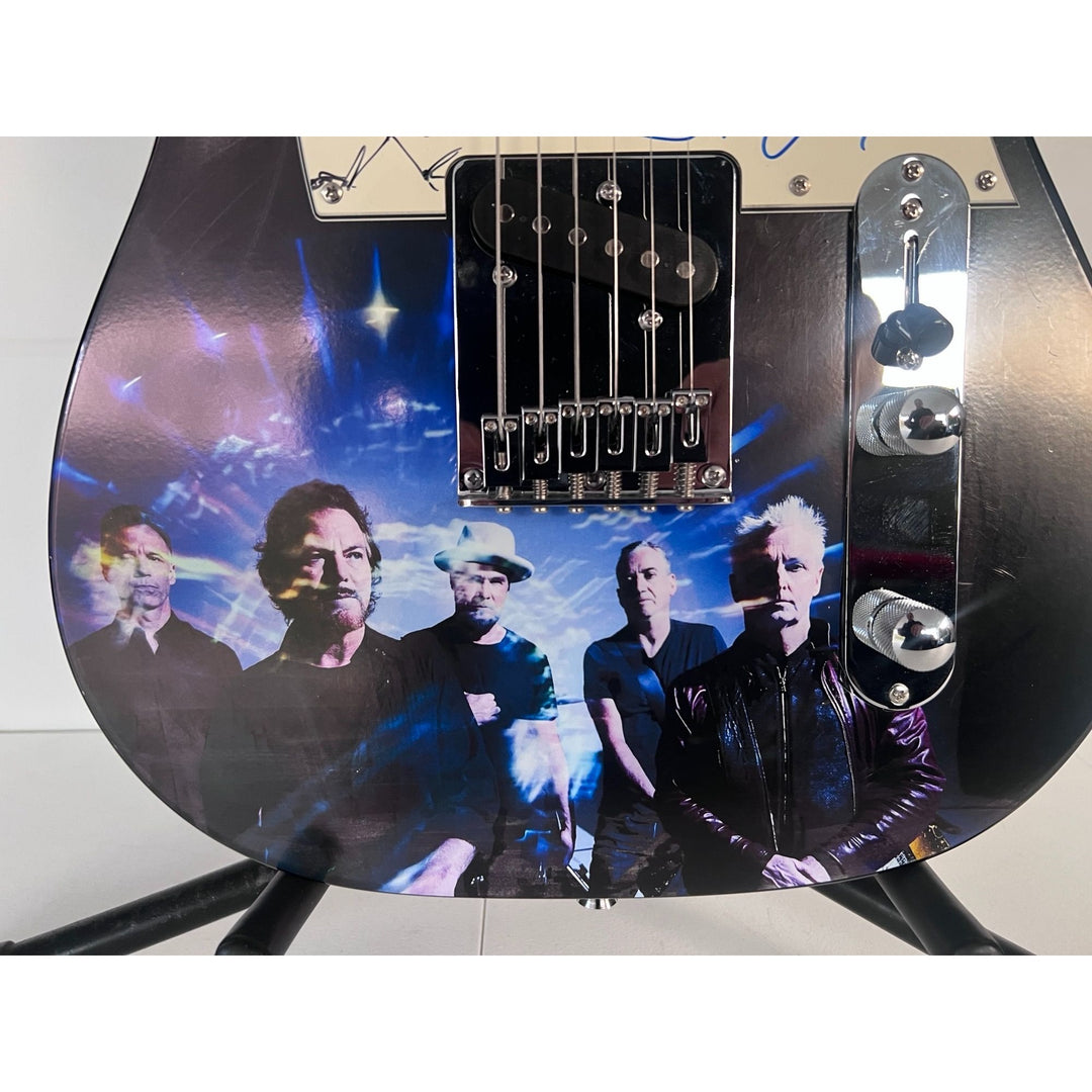 Pearl Jam Eddie Vedder Jeff Ament Stone Gossard Mike McCready Matt Cameron full size electric guitar signed with proof.