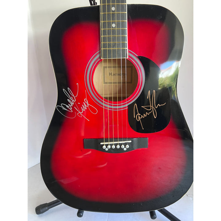 James Taylor and Carole King full size acoustic guitar signed with proof