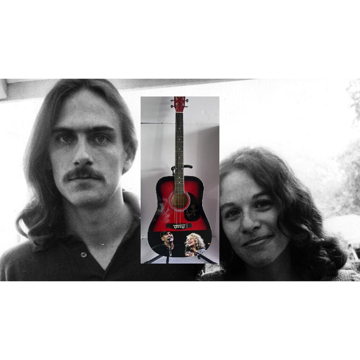 James Taylor and Carole King full size acoustic guitar signed with proof