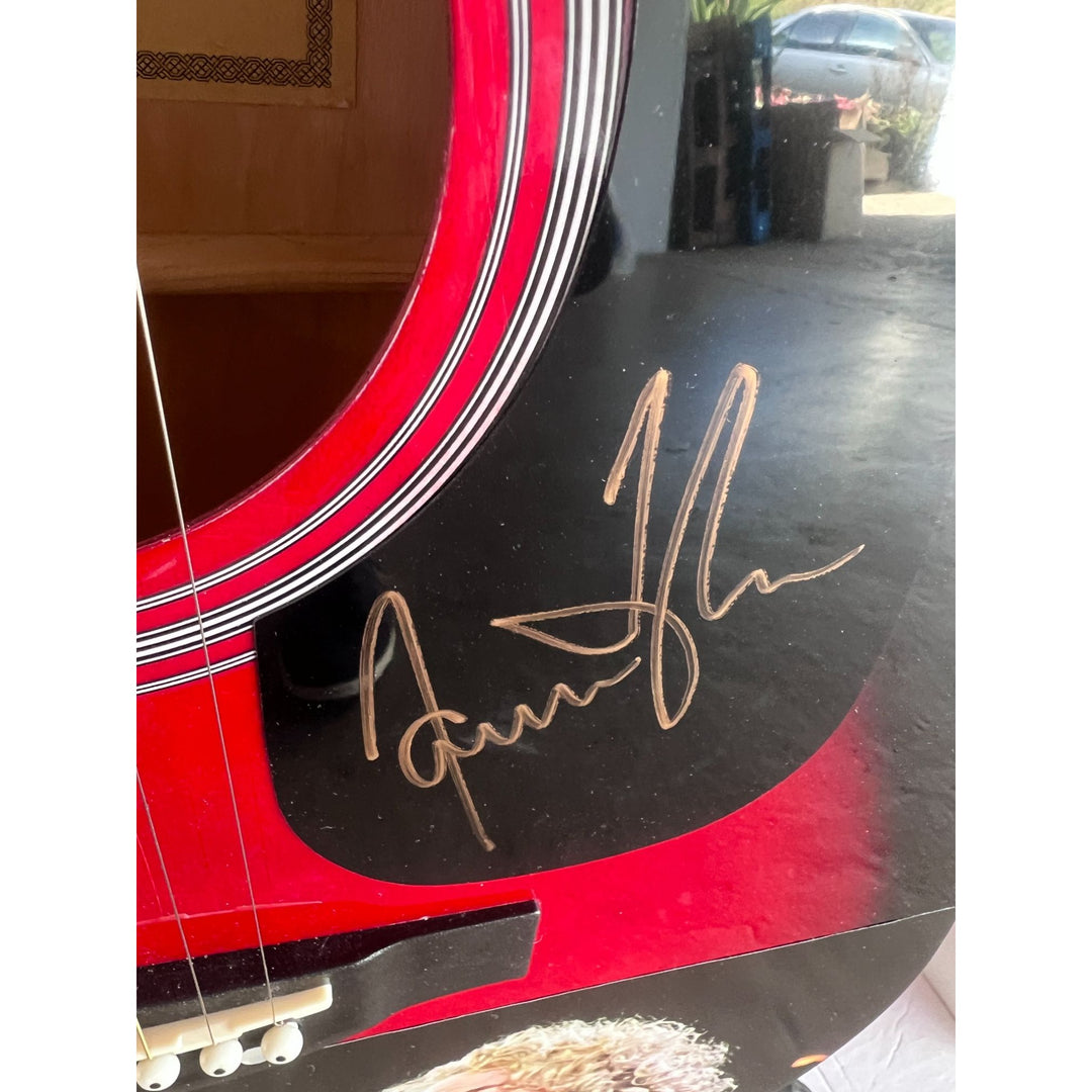 James Taylor and Carole King full size acoustic guitar signed with proof