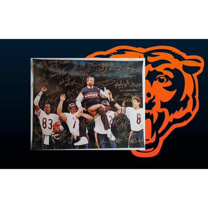 Chicago Bears 1985 Super Bowl champions team signed photo Mike Ditka Mike Singletary Jim McMahon Dan Hampton 16x20 photo signed with proof