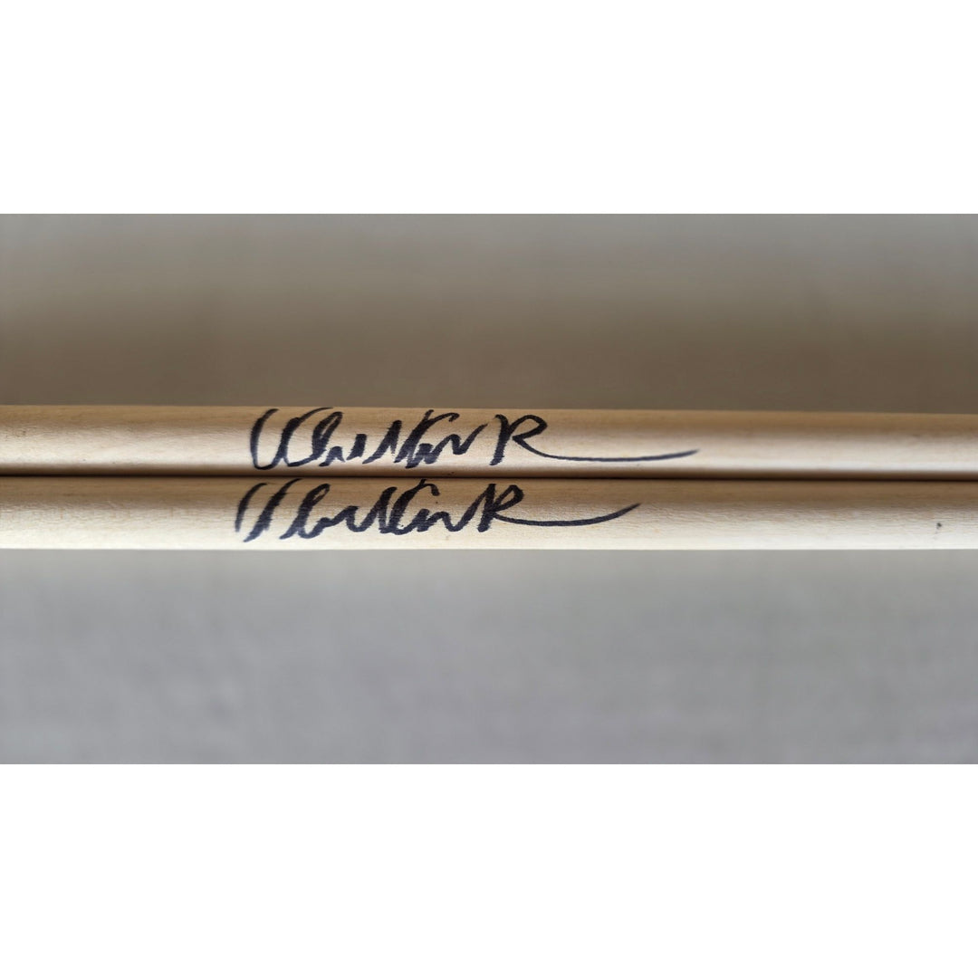 Alex Van Halen of Van Halen Drumsticks signed with proof.