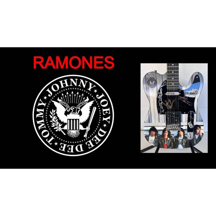 The Ramones Dee-Dee, Joey, Marky Johnny Tommy Richie Ramone "One of a Kind" telecaster full size electric guitar signed with proof