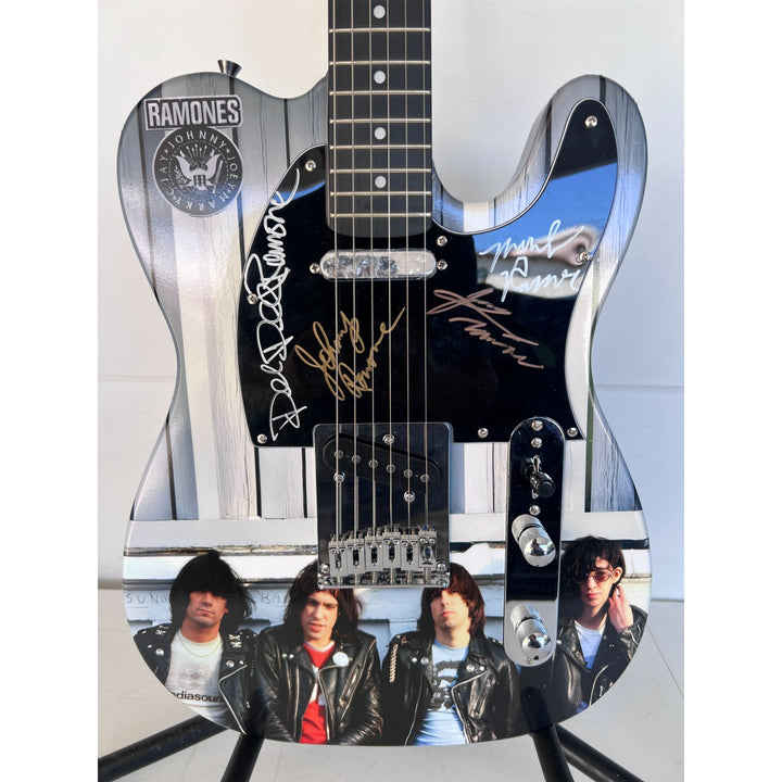 The Ramones Dee-Dee, Joey, Marky Johnny Tommy Richie Ramone "One of a Kind" telecaster full size electric guitar signed with proof.