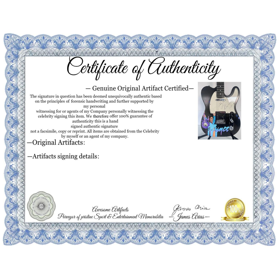 Prince Rogers Nelson one of a kind telecaster full size electric guitar signed with proof.