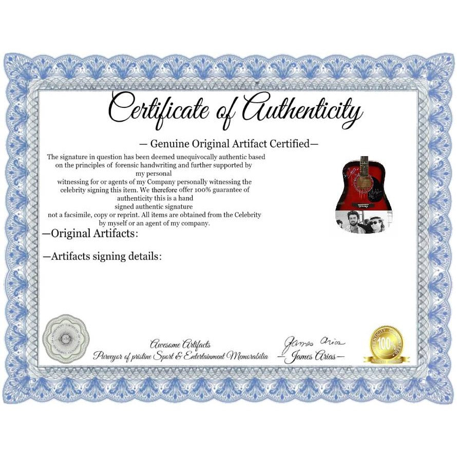 George Michael and Elton John full size acoustic guitar signed with proof