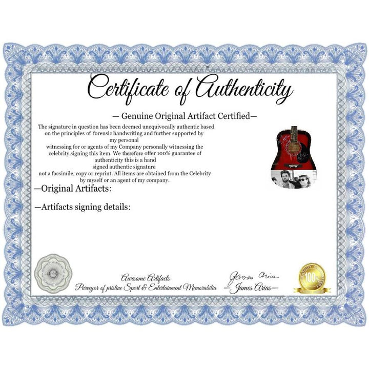 George Michael and Elton John full size acoustic guitar signed with proof