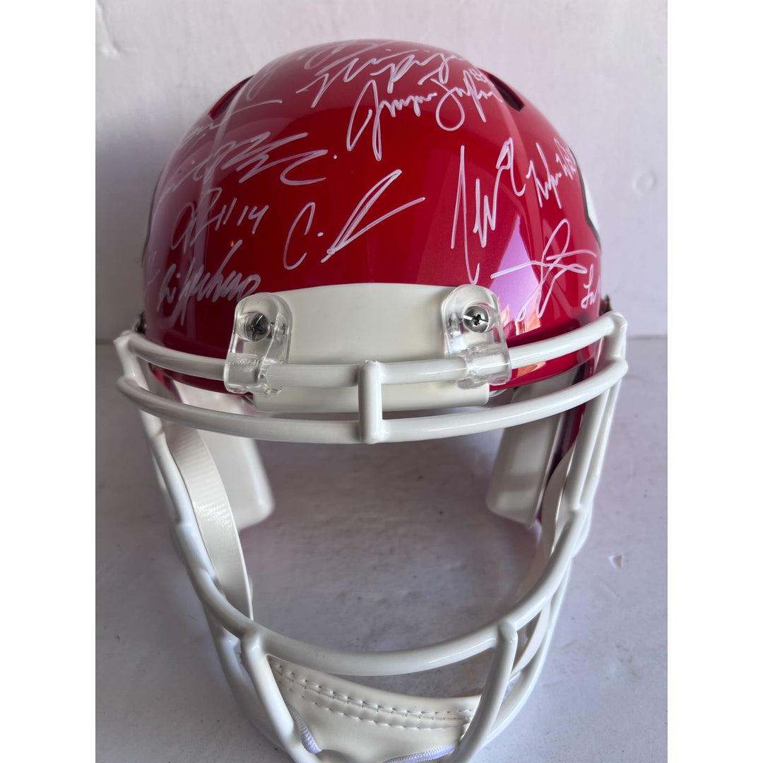 Kansas City Chiefs Patrick Mahomes Travis Kelce Chris Jones Andy Reid 2023-24 authentic helmet team signed with proof