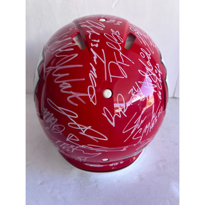 Kansas City Chiefs Patrick Mahomes Travis Kelce Chris Jones Andy Reid 2023-24 authentic helmet team signed with proof