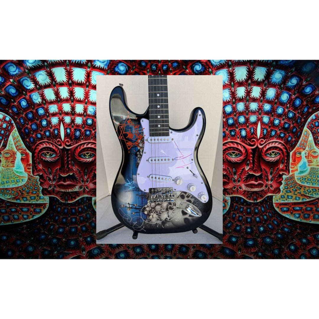 Tool Danny Carey Maynard James Keenan Justin Chancellor, Adam Jones Skulls stratocaster electric guitar signed with proof.