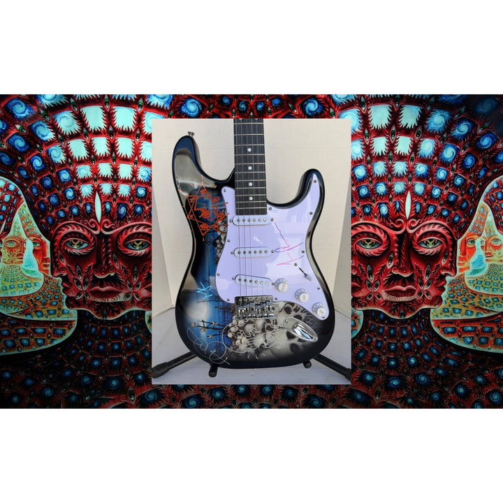 Tool Danny Carey Maynard James Keenan Justin Chancellor, Adam Jones Skulls stratocaster electric guitar signed with proof.
