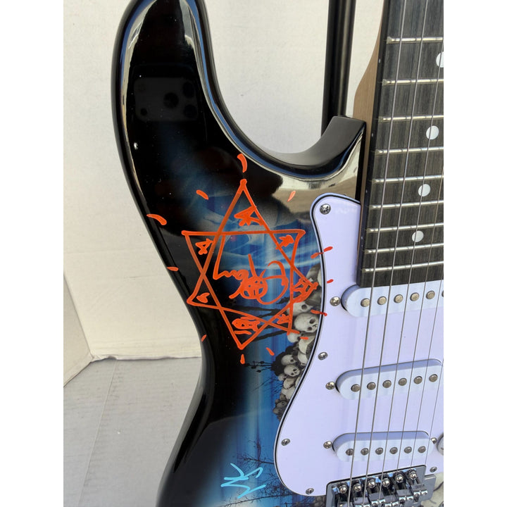Tool Danny Carey Maynard James Keenan Justin Chancellor, Adam Jones Skulls stratocaster electric guitar signed with proof.