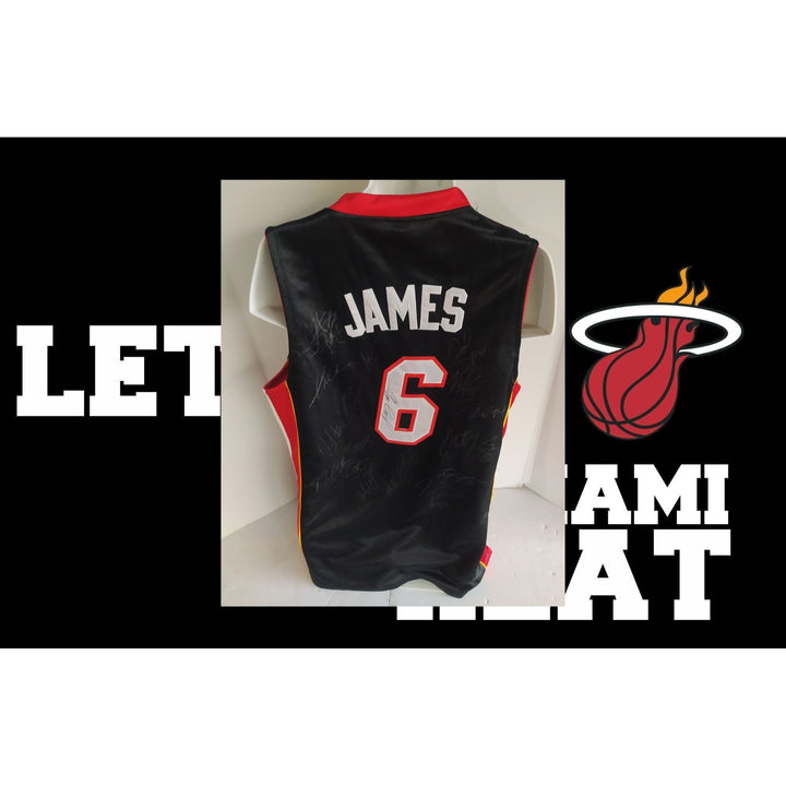 LeBron James Chris Bosh Dwyane Wade team signed jersey Miami Heat with proof