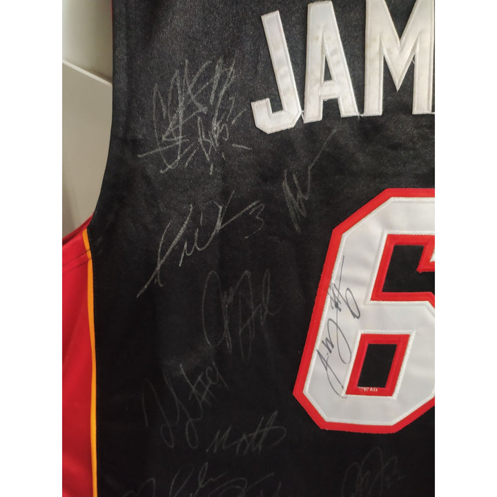 LeBron James Chris Bosh Dwyane Wade team signed jersey Miami Heat with proof