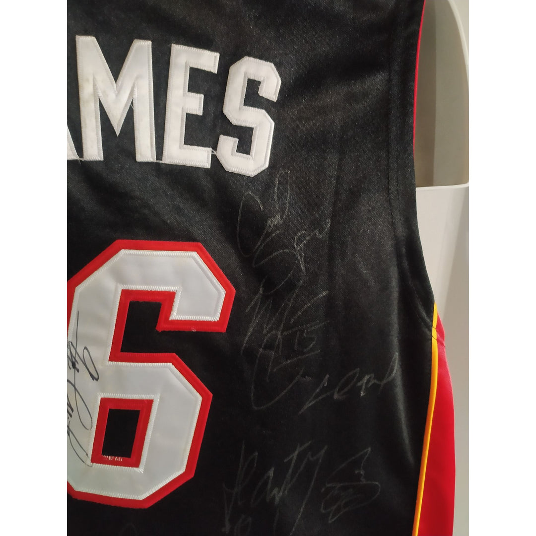 LeBron James Chris Bosh Dwyane Wade team signed jersey Miami Heat with proof