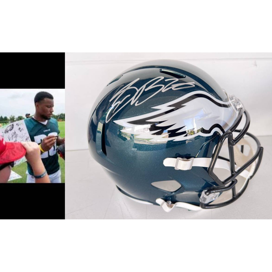 Philadelphia Eagles Saquon Barkley Speed Riddell Replica game model helmet  signed with proof