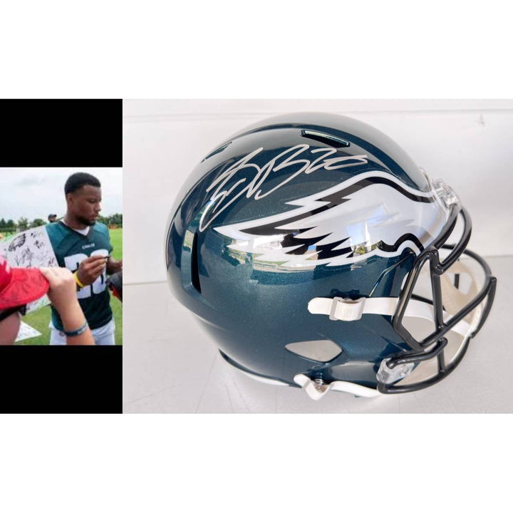 Philadelphia Eagles Saquon Barkley Speed Riddell Replica game model helmet  signed with proof