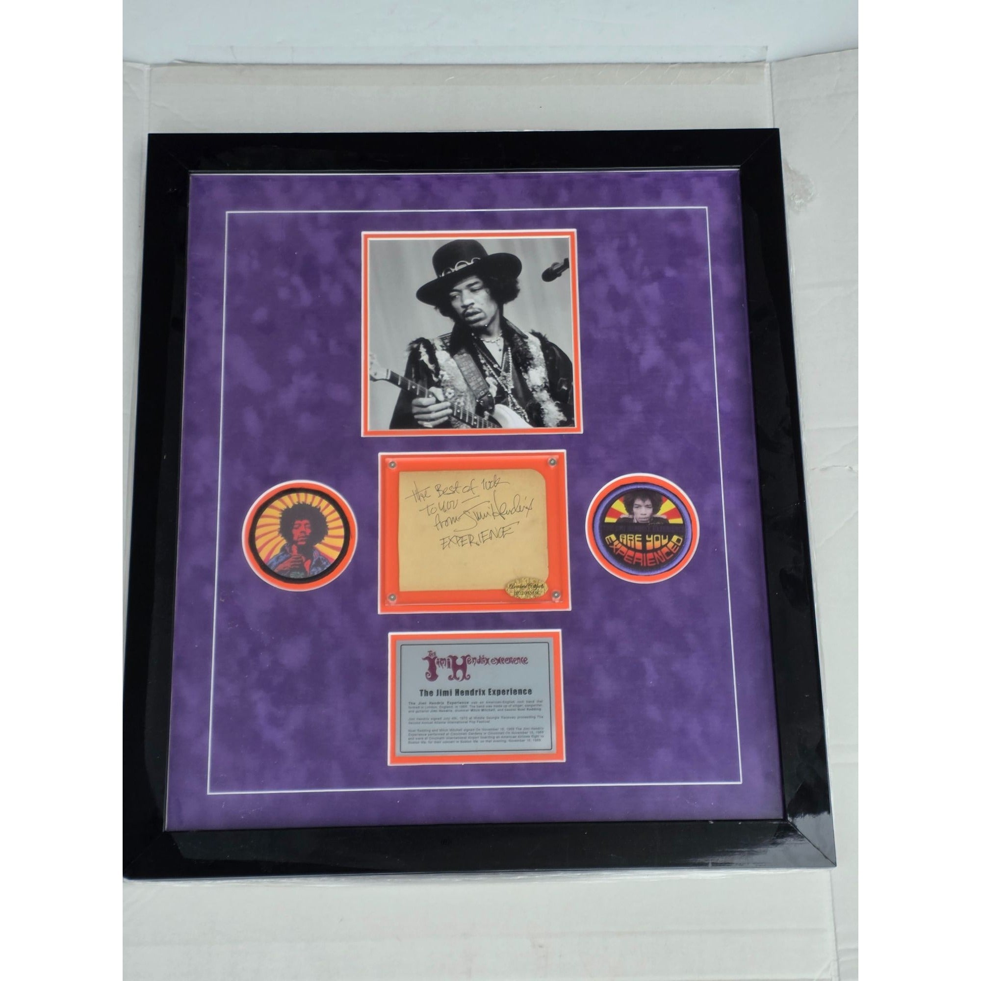 Jimi Hendrix original book page signed and framed with proof