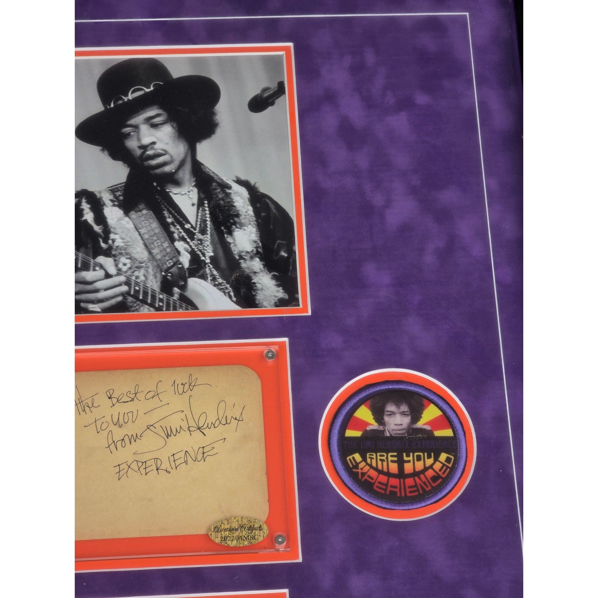 Jimi Hendrix original book page signed and framed with proof