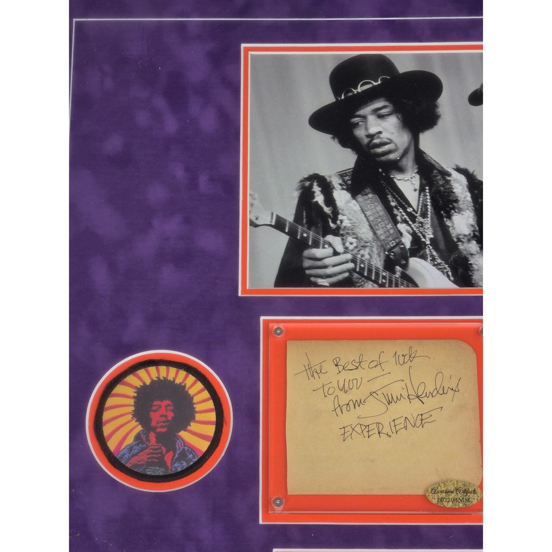 Jimi Hendrix original book page signed and framed with proof.