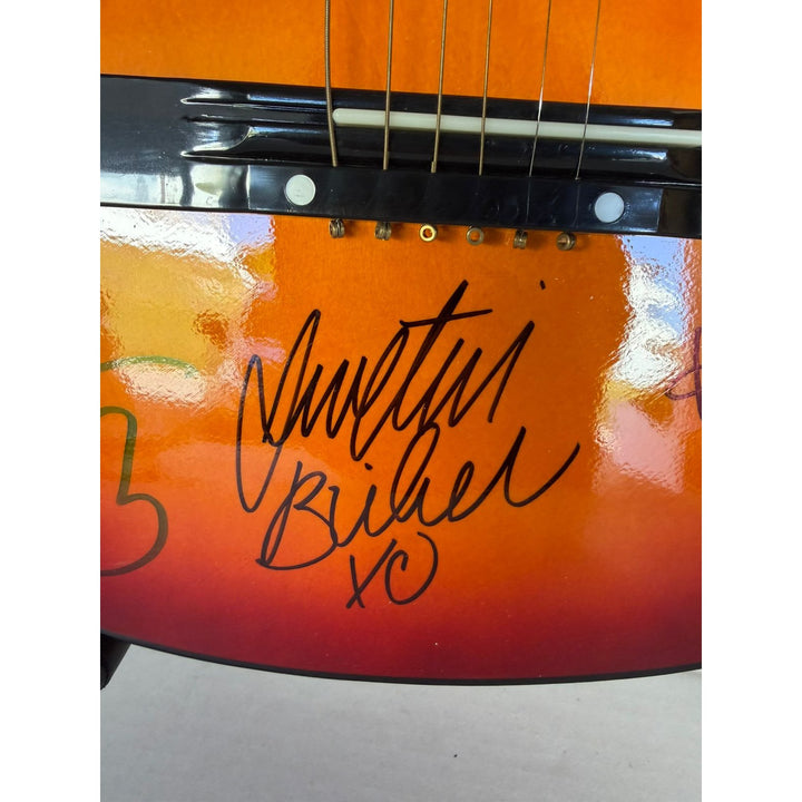 Ed Sheeran, Adele, Harry Styles, Sam Smith, Justin Bieber, Ellie Goulding & Bruno Mars vintage acoustic guitar signed with proof