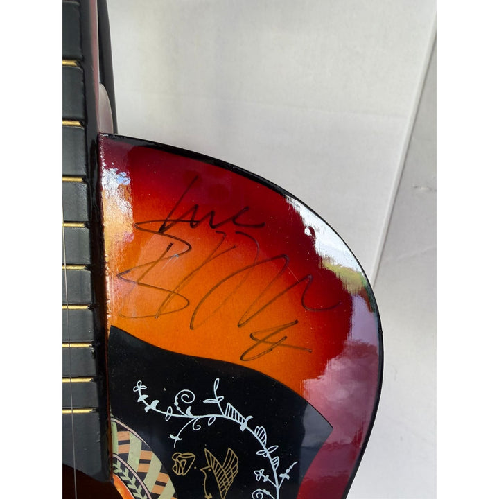 Ed Sheeran, Adele, Harry Styles, Sam Smith, Justin Bieber, Ellie Goulding & Bruno Mars vintage acoustic guitar signed with proof