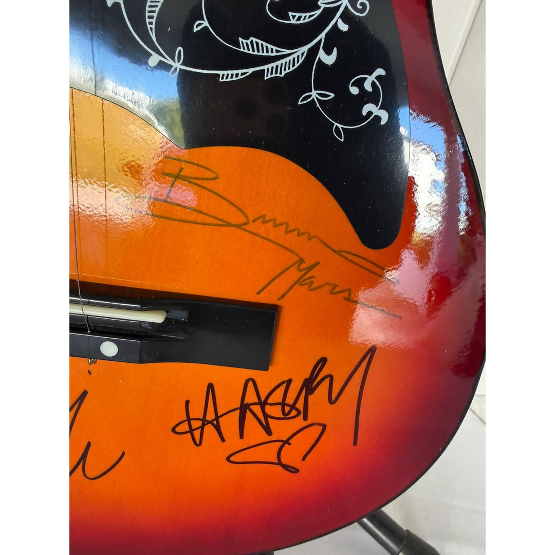 Ed Sheeran, Adele, Harry Styles, Sam Smith, Justin Bieber, Ellie Goulding & Bruno Mars vintage acoustic guitar signed with proof