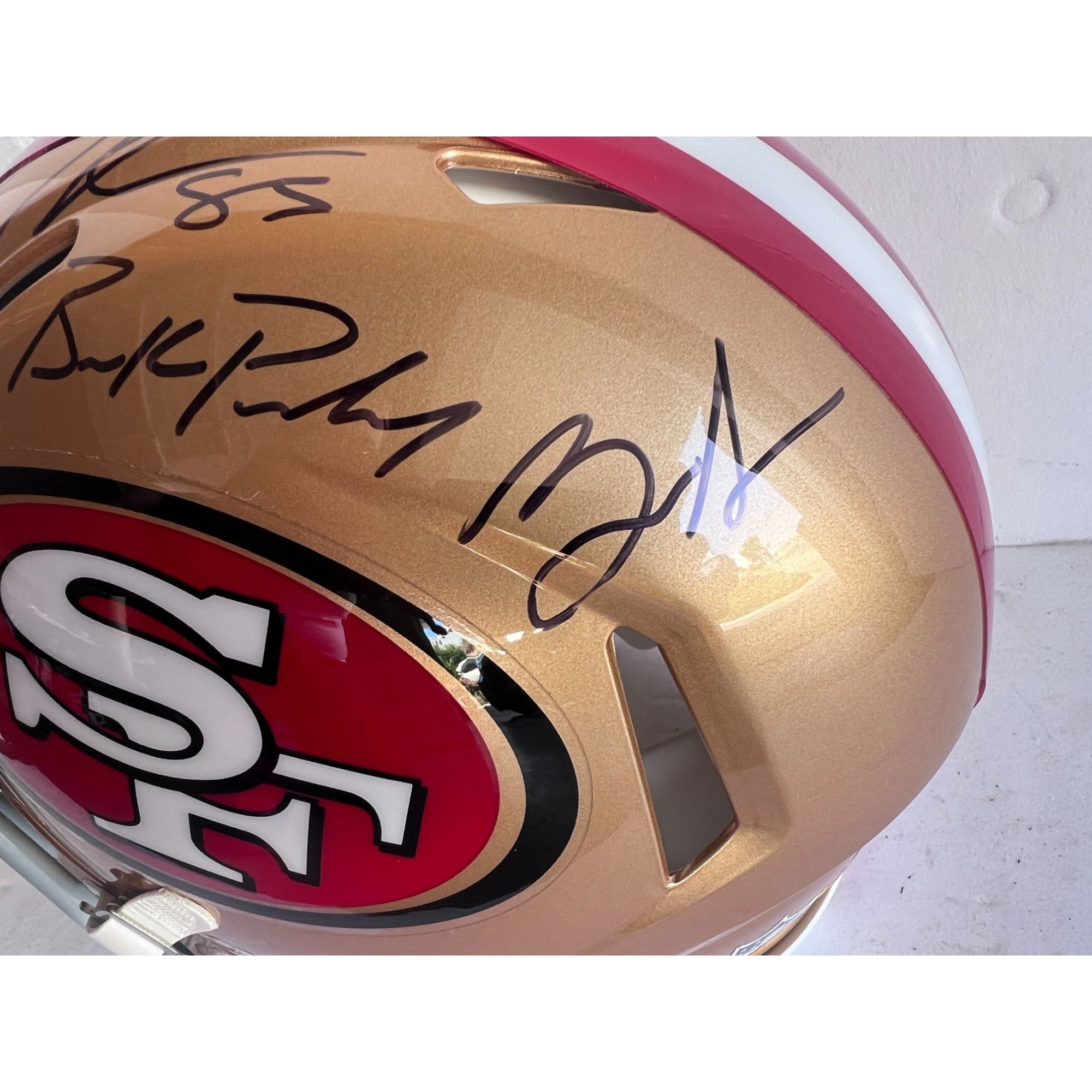 Kyle Shanahan Brock Purdy Deebo Samuel Christian McCaffrey George kittle authentic helmet signed with proof