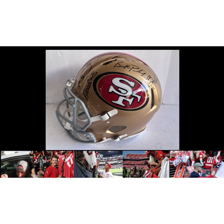 Kyle Shanahan Brock Purdy Deebo Samuel Christian McCaffrey George kittle authentic helmet signed with proof