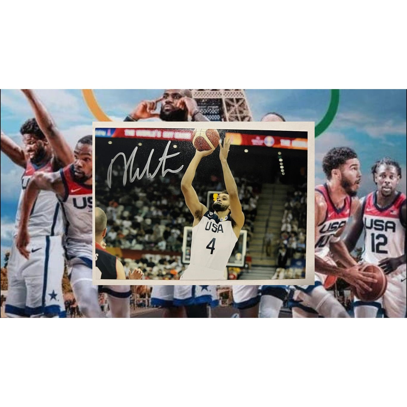 Derrick White Men’s Basketball USA 5x7 photo signed