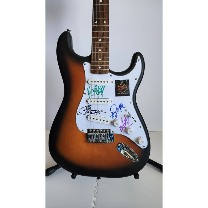 Slayer Kerry King, Tom Araya, Paul Bostaph, Gary Holt, authentic Fender Stratocaster electric guitar signed with proof