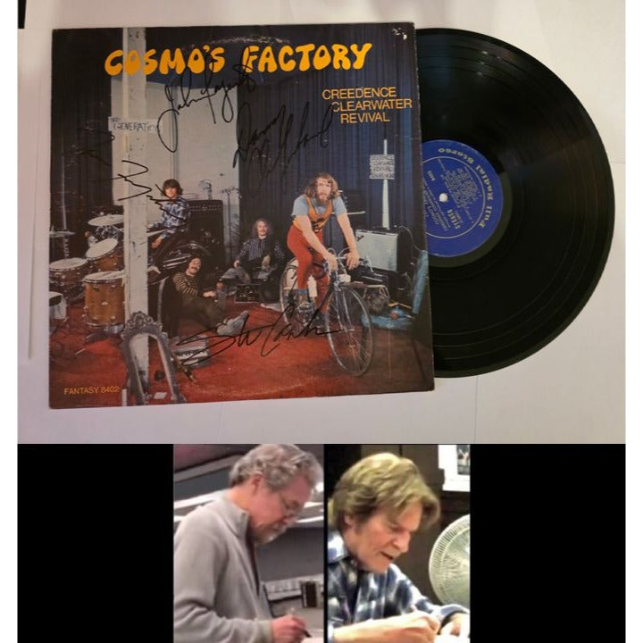 Tom and John Fogarty Stu Cook dog Clifford Cosmos Factory original LP signed with proof.