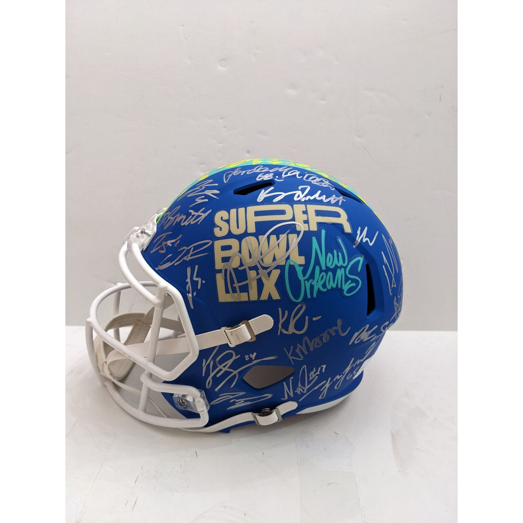 Philadelphia Eagles 2024-25 Super Bowl champs team signed Riddell speed full size helmet signed with proof