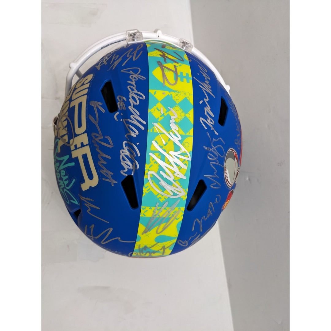 Philadelphia Eagles 2024-25 Super Bowl champs team signed Riddell speed full size helmet signed with proof